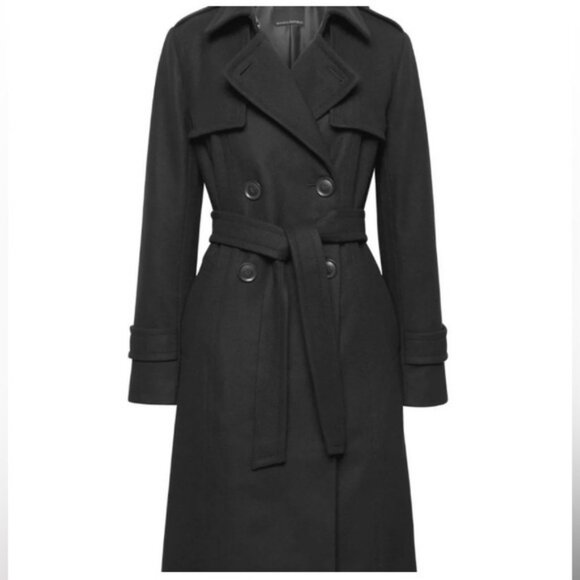 ITALIAN MELTON LONG TRENCH COAT - Picture 1 of 15